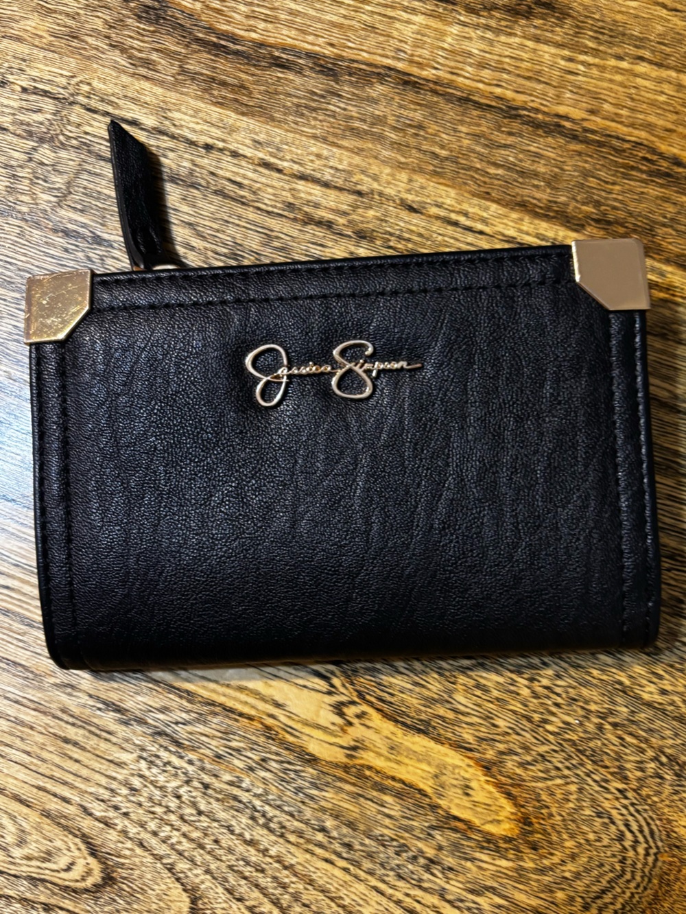 Jessica Simpson Black Faux Leather Wallet w/ gold toned hardware, like new! - Picture 4 of 4